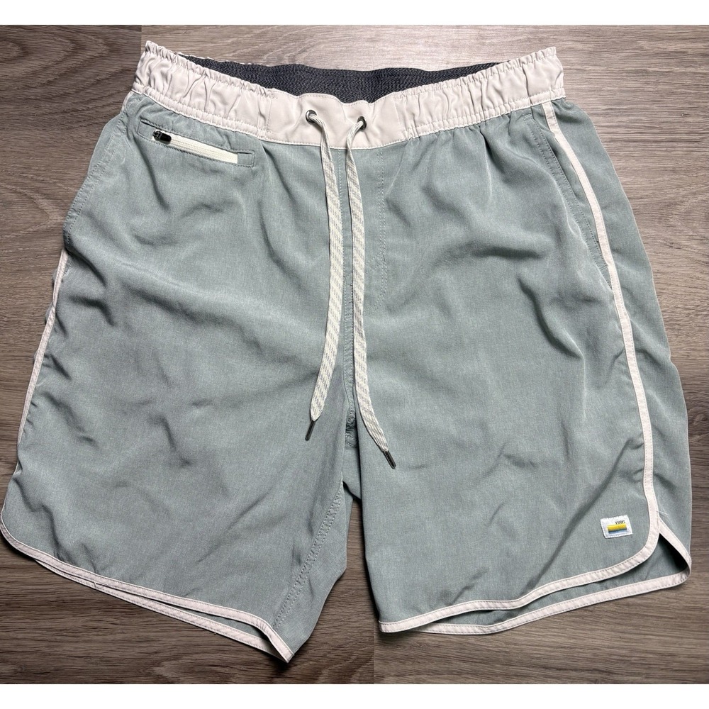 Vuori Men's Athletic Shorts in Sage with Cream Trim